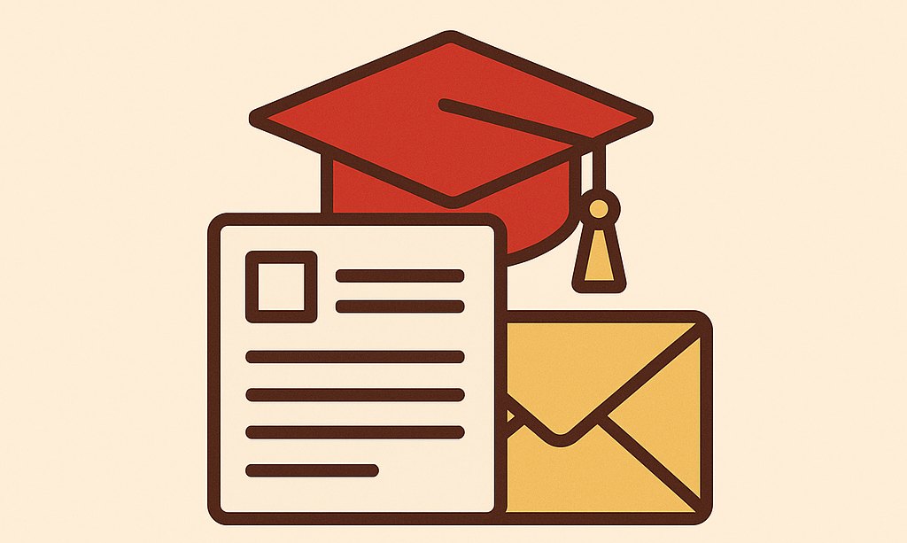 Student reviewing college application materials